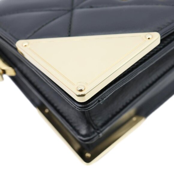 Prada Quilted Nappa Stitched Leather Crossbody Bag Black - Picture 9 of 15